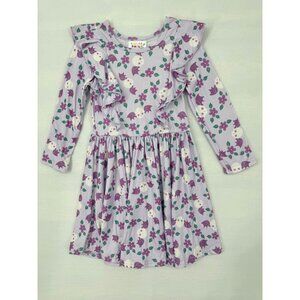 DotDotSmile Girls Dress Size 3/4 Ruffle Long Sleeves Sugar Skull Bats New with T